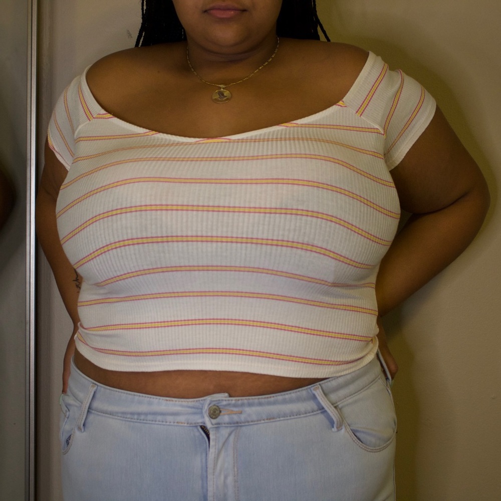Striped Off-the-Shoulder Crop Top